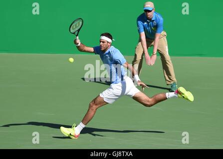 Juan Martin Del Potro (ARG). Campo da tennis. Mens singles semi finale. Olympic tennis center. Parco Olimpico. Rio de Janeiro. Il Brasile. 13/08/2016. Foto Stock