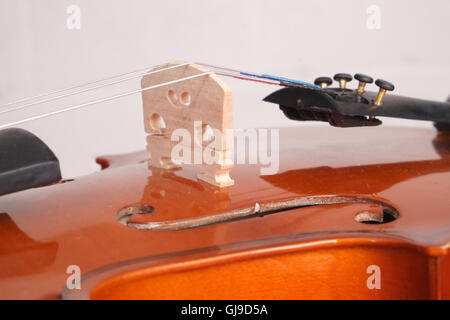 Dettaglio dei colpi di un violino di legno, Agosto 2016 Foto Stock