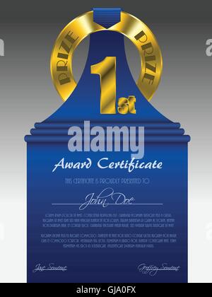 Primo posto premio oro certificato premio Illustrazione Vettoriale