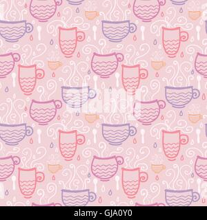 Rosa Tea Cups seamless sfondo pattern Illustrazione Vettoriale