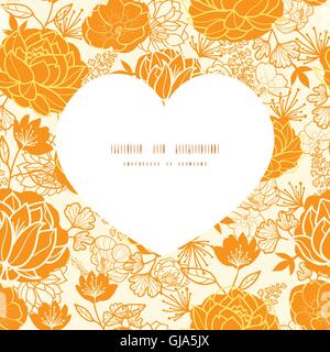 Vector golden arte fiori silhouette cardiaca telaio modello Illustrazione Vettoriale