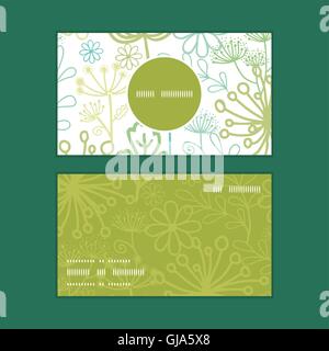 Vector misterioso giardino verde rotondo verticale modello di frame business set di schede Illustrazione Vettoriale