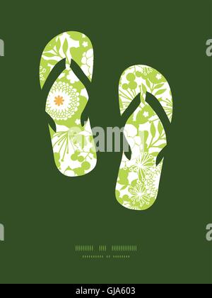 Vettore e verde giardino d'oro sagome flip flop silhouettes telaio modello Illustrazione Vettoriale