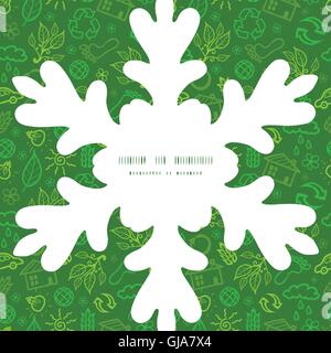 Il vettore dei simboli di ecologia Natale snowflake pattern silhouette telaio modello di scheda Illustrazione Vettoriale