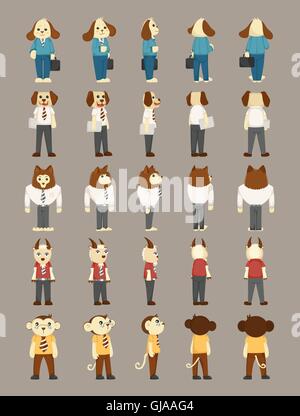 Set di animale business man personaggi in costume Illustrazione Vettoriale