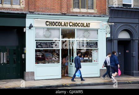 Cambridge Cambridgeshire Regno Unito - il famoso Chocolat Chocolat Shop Foto Stock