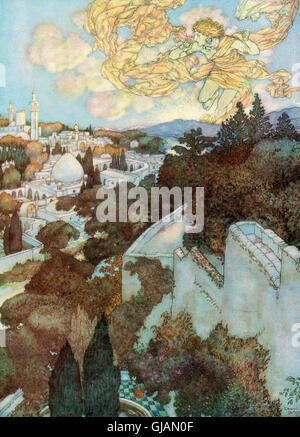 Wake! Per il sole che tramonta dietro yon altezza orientale ha inseguito la sessione delle stelle dalla notte. Illustrazione da Edmund Dulac dal Rubaiyat di Omar Khayyam, pubblicato nel 1909. Foto Stock