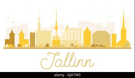 Tallinn City skyline golden silhouette. Illustrazione Vettoriale. Piatto semplice concetto per il turismo presentazione, banner, cartellone Illustrazione Vettoriale