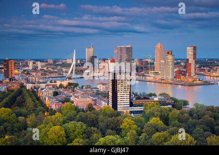 Rotterdam. immagine di rotterdam, Paesi Bassi durante il blu crepuscolo ora. Foto Stock