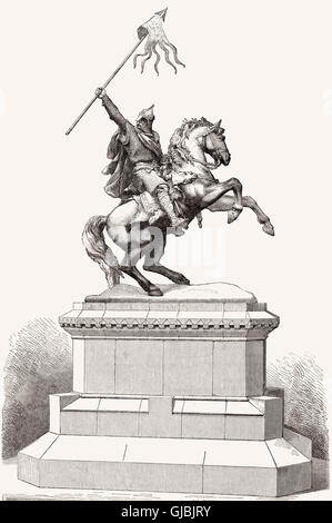 Monumento equestre di Guglielmo il Conquistatore, Château de Falaise, Falaise, Normandia, Francia Foto Stock