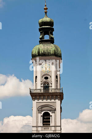 Freising, Germania - St. Georg, chiesa parrocchiale torre Foto Stock