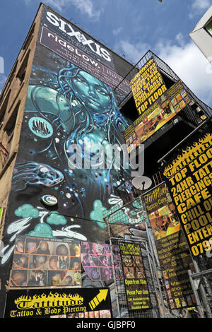 Northern Quarter Graffiti, Church St, Manchester, Lancashire, Inghilterra, Regno Unito, M1 Foto Stock