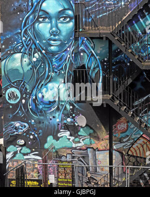 Northern Quarter Graffiti,chiesa St,Manchester, Lancashire, Inghilterra, Regno Unito Foto Stock