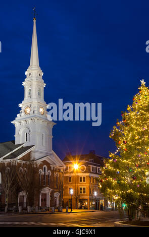 Natale in Piazza del Mercato, Portsmouth, New Hampshire Foto Stock