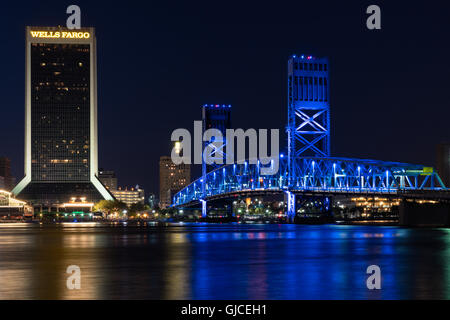 Downtown Jacksonville di notte Foto Stock