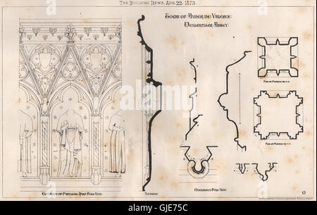 Tomba di Aymer de Valence, Westminster Abbey. Londra (2), antica stampa 1873 Foto Stock