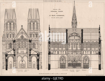 Chiesa cattedrale di Santa Maria, Edimburgo, Willilam Burges, architetto, 1873 Foto Stock