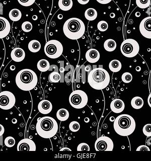 Abstract fiori senza giunture. Moda urban concept. Bianco nero i colori. Illustrazione Vettoriale
