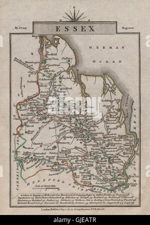 ESSEX da John Cary. Miniatura antica county map. Colore originale, 1812 Foto Stock