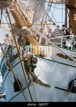 Il Polena della fregata messicano a Cuauhtémoc. Foto Stock