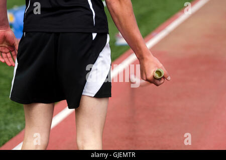 Polo holding vaulter pole Foto Stock