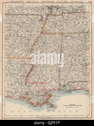 La Mississippi Valley. La Mississippi Arkansas Tennessee Alabama Louisiana, 1906 Mappa Foto Stock