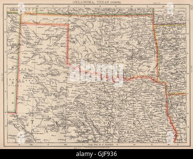 Stati Uniti d'America Centrale Sud. Oklahoma & North Texas. Ferrovie. JOHNSTON, 1906 mappa vecchia Foto Stock