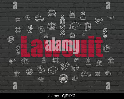 Il concetto di legge: querela su sfondo a parete Foto Stock