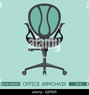 Nero ufficio moderno poltrona su sfondo verde. Digital immagine vettoriale Illustrazione Vettoriale