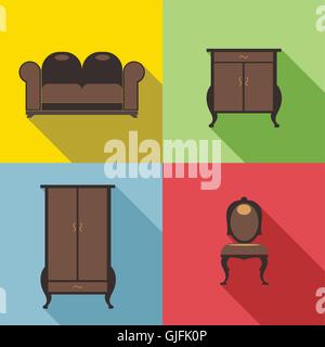 Set di mobili in contorni. Digital immagine vettoriale Illustrazione Vettoriale