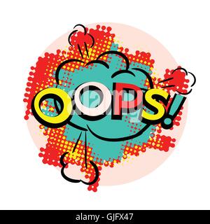 Parola OOPS bright pop arte astratta stile illustrazione vettoriale Illustrazione Vettoriale