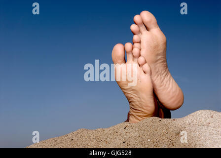 piedini della donna blu Foto Stock