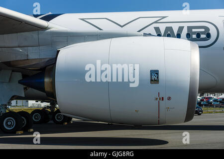 Motore Turbofan dei nuovi aerei Airbus A350-900 XWB. Foto Stock