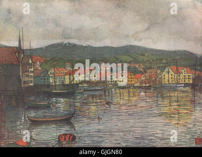 'Molde' da Nico Jungman. Norvegia, antica stampa 1905 Foto Stock