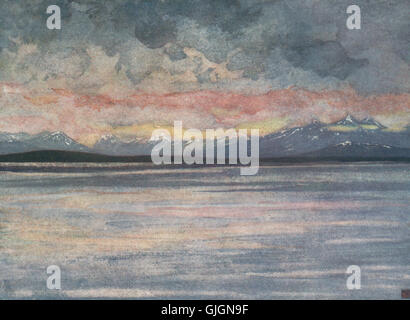 MOLDE. 'Mountains e fjord' da Nico Jungman. Norvegia, antica stampa 1905 Foto Stock