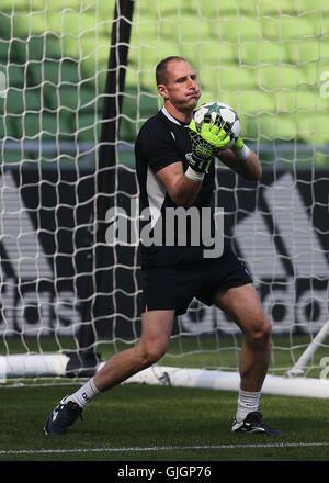 Dundalk's Gary Rogers durante una sessione di formazione presso la Aviva Stadium di Dublino. Foto Stock