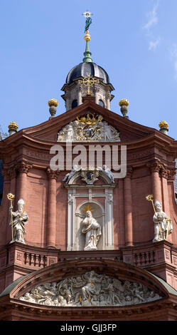 Facciata a neumunster in Wurzburg Foto Stock