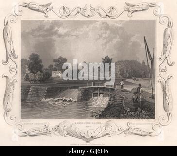'Blocca Allington, Kent". Vista decorativo da William TOMBLESON, antica stampa 1835 Foto Stock