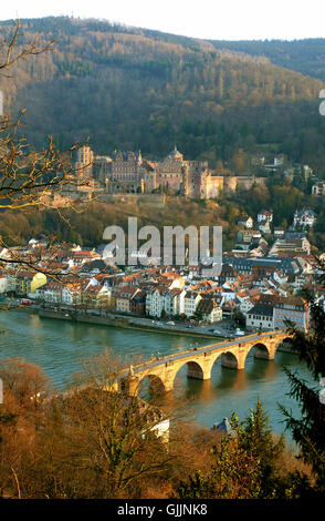 Heidelberg Città Vecchia e neckar Foto Stock