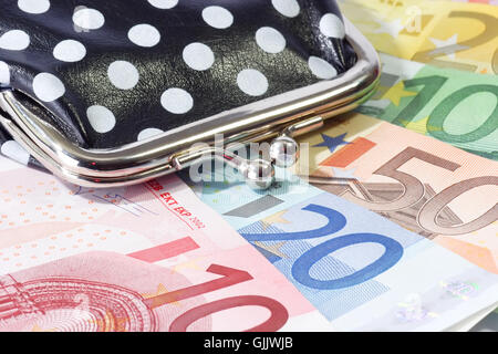 Euro modifica controllo di cassa Foto Stock