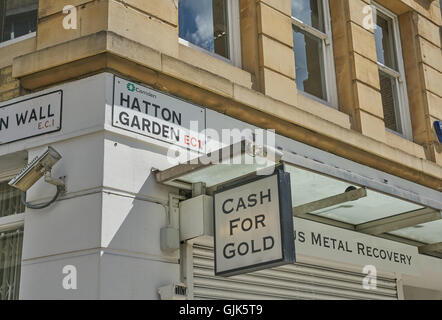 Hatton Garden di Londra, il recupero del metallo, oro shop Foto Stock