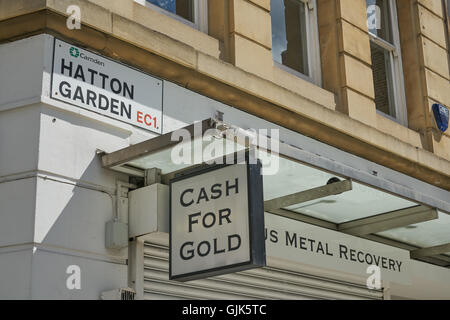 Hatton Garden di Londra, il recupero del metallo, oro shop Foto Stock