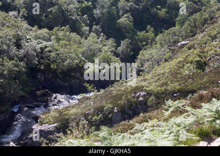 Il fiume Kirkaig sotto Fionn Loch sotto Suilven vicino a Lochinver Assynt Sutherland Scozia Scotland Foto Stock