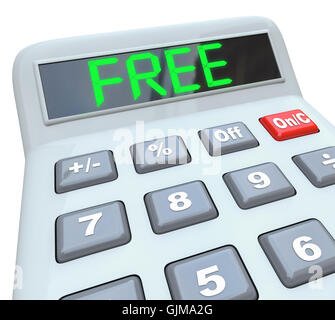 Libera parola sulla calcolatrice mostra risparmi in vendita o lo sconto Promot Foto Stock