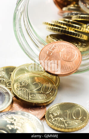 Monete metalliche in euro i rapporti aziendali Foto Stock