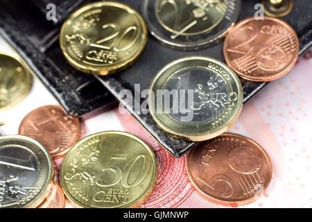 Monete metalliche in euro i rapporti aziendali Foto Stock