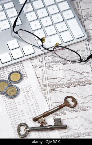 Valuta i rapporti aziendali deal Foto Stock