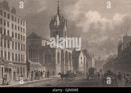 Edimburgo. La Cattedrale di St Giles (alta Kirk di Edimburgo). Pastore, stampa 1833 Foto Stock