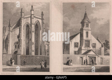 Edimburgo. Trinity College Chiesa; Buccleuch Chiesa Parrocchiale. Pastore, 1833 Foto Stock