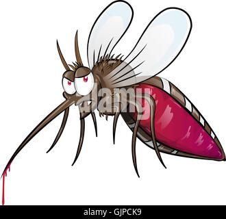 Mosquito cartoon isolati su sfondo bianco Illustrazione Vettoriale